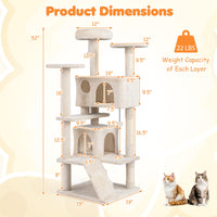 Tangkula 52 Inch Multi-Level Cat Tower with Sisal Scratching Posts