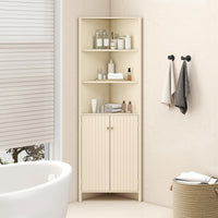 Tangkula Armoire d'angle haute de 173 cm avec 5 étagères et 2 portes cannelées
