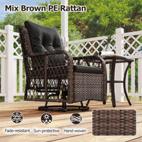 Tangkula 3 Piece Patio Swivel Rocker Set with Tempered Glass Side Table