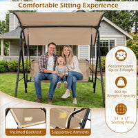Tangkula 3 Seat Outdoor Patio Swing Chair with Breathable Mesh Fabrics
