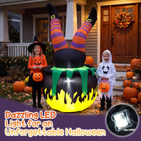 Tangkula 6 FT Animated Halloween Lighted Inflatable Kicking Witch