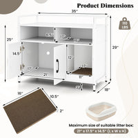 Meuble Cache-Litière Tangkula avec 2 Compartiments de Rangement pour Chatons d'Intérieur