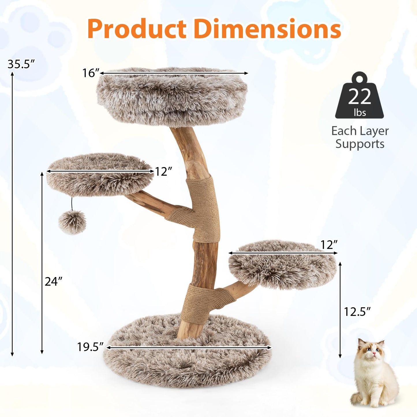 Arbre à chat Tangkula en bois massif avec poteaux à griffer
