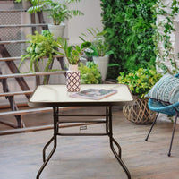 Outdoor Dining Table with 2 inches Umbrella Hole, 32 inches Tempered Glass Top Square Patio Table