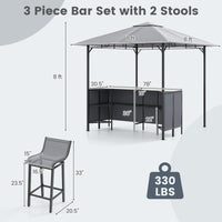 Tangkula 3 Piece Patio Bar Set for BBQ Party Poolside Garden