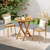 Tangkula 27.5 Inch Patio Bistro Table with Slatted Tabletop