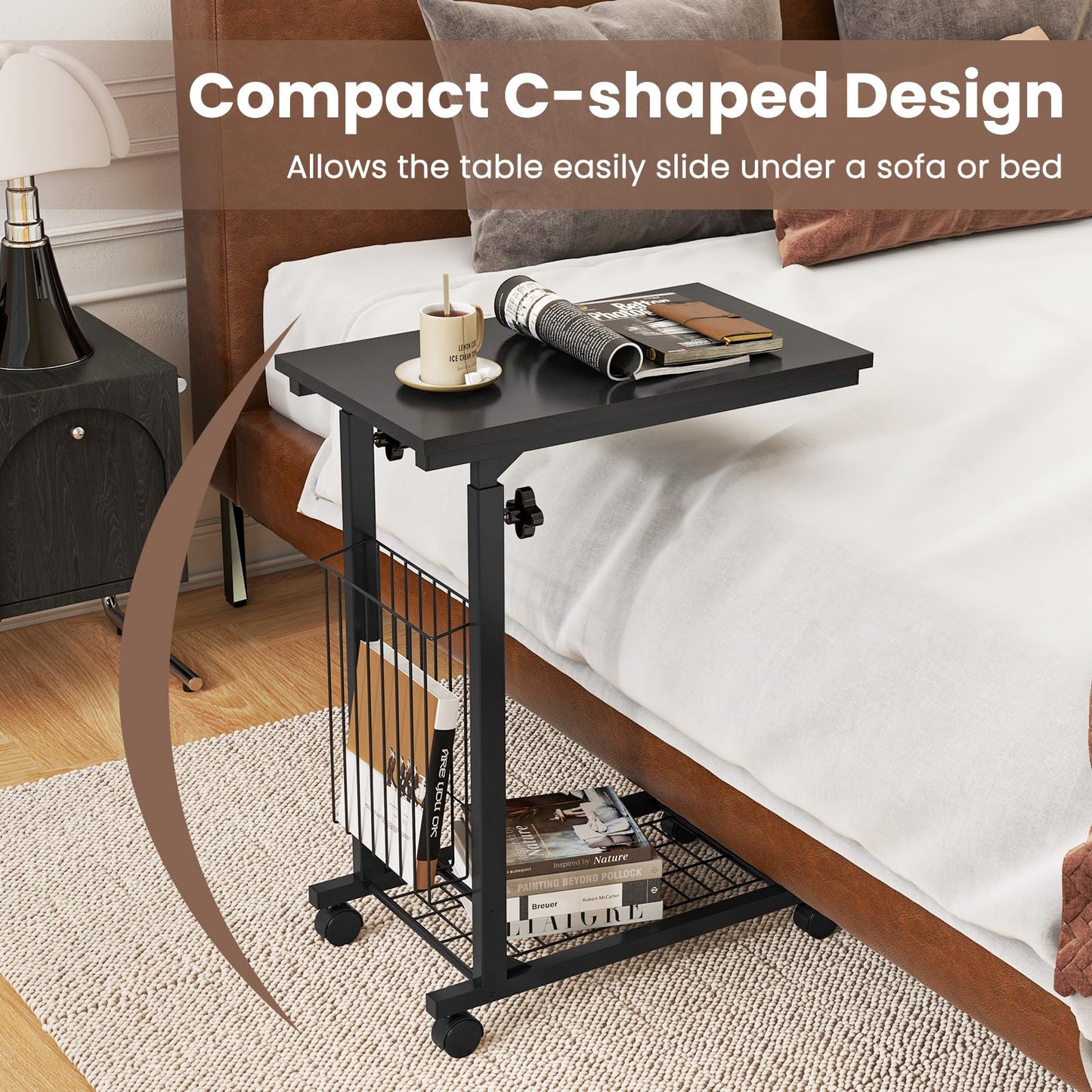 Tangkula Sofa Side End Table C Table Laptop Holder