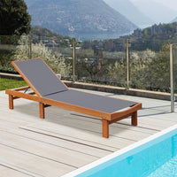 Tangkula Wood Lounge Chair Outdoor for Poolside Lawn Backyard
