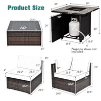 Ensemble de meubles de patio 7 pièces Tangkula avec table brasero, table brasero au propane 30 pouces 50 000 BTU