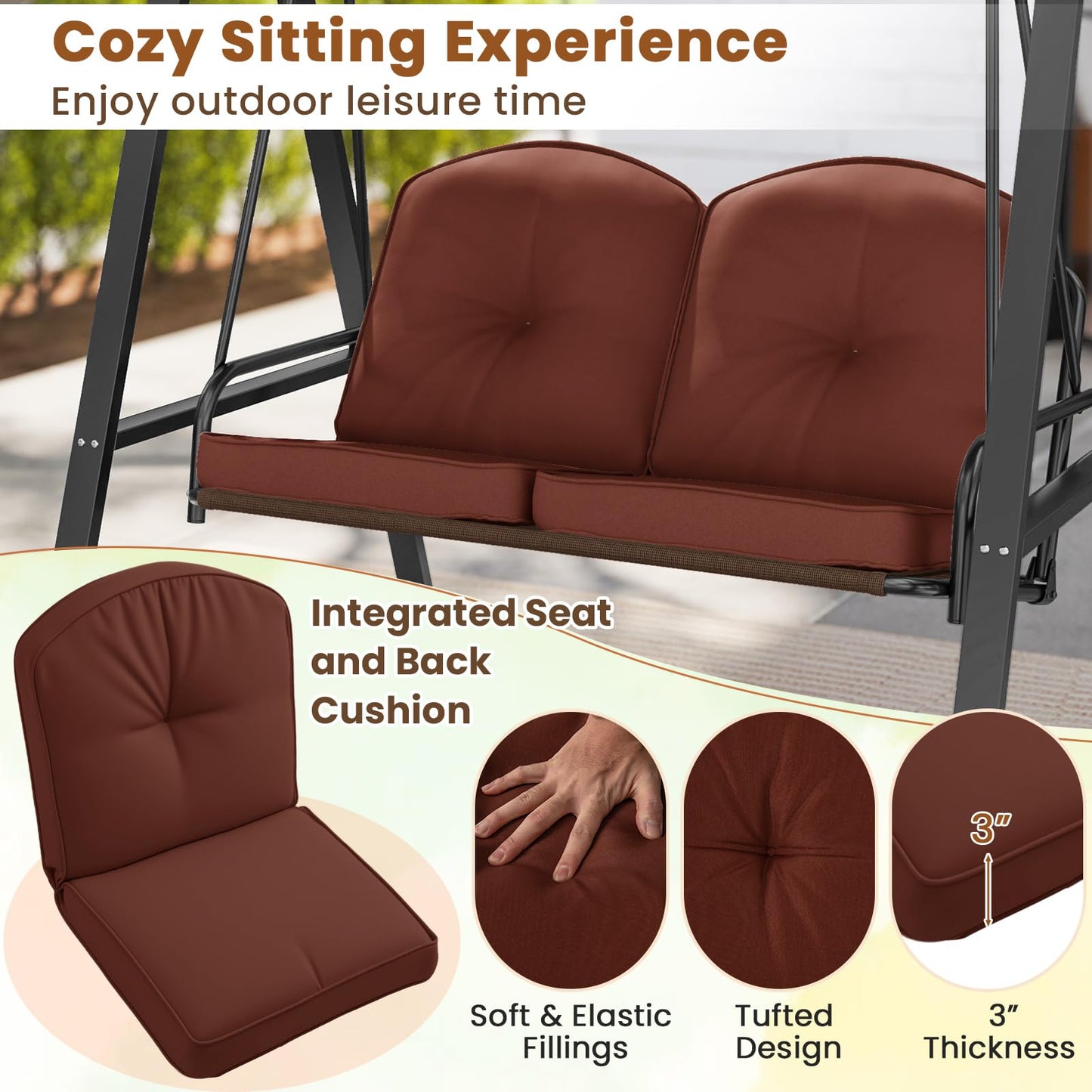 Tangkula 2 Person Porch Swing, Patio Swing with Adjustable Canopy