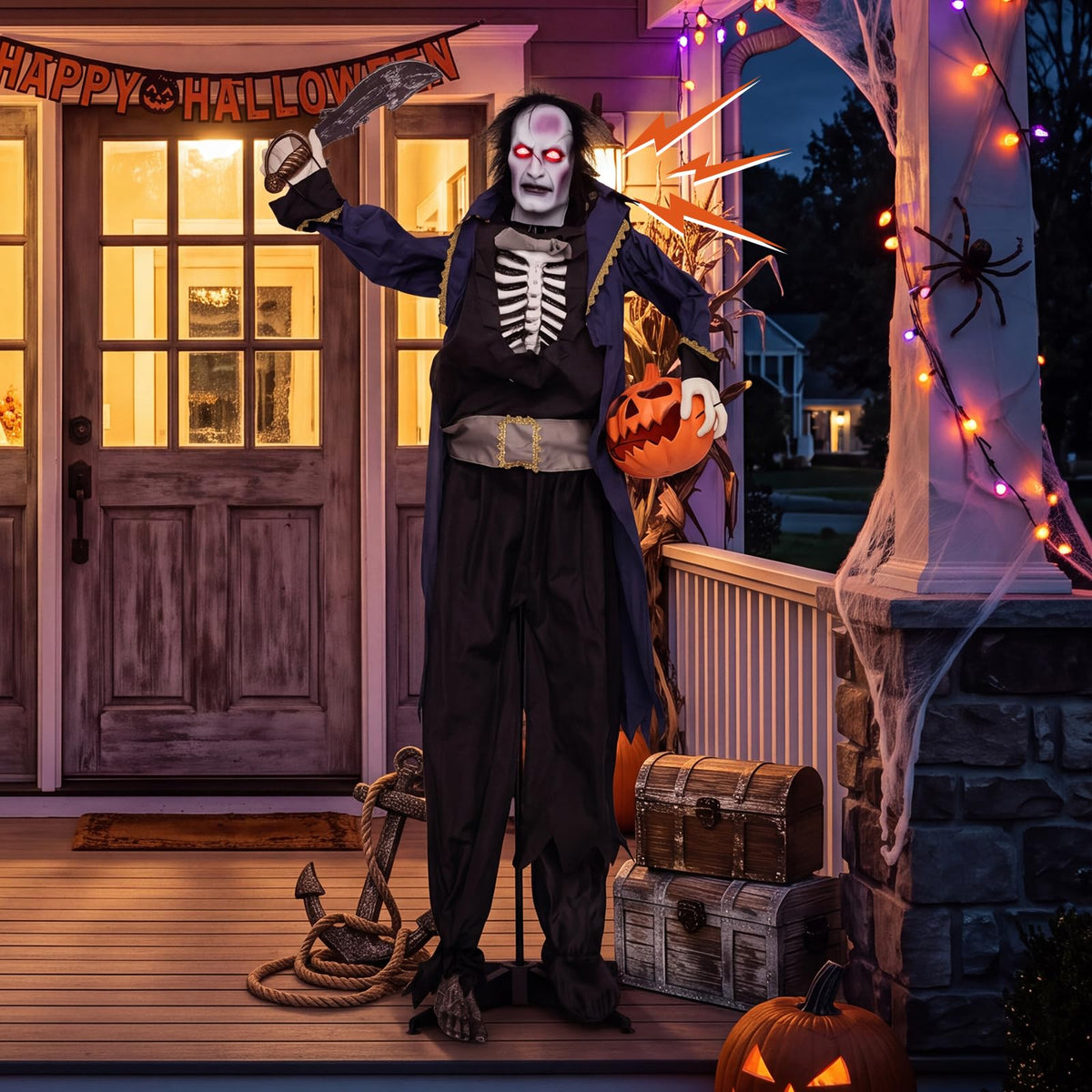 Tangkula 6 FT Animated Halloween Vampire Pirate Decoration with Pop-up Head