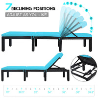Patio Wicker Lounge Chair, Outdoor Rattan Adjustable Reclining Backrest Lounger Chair