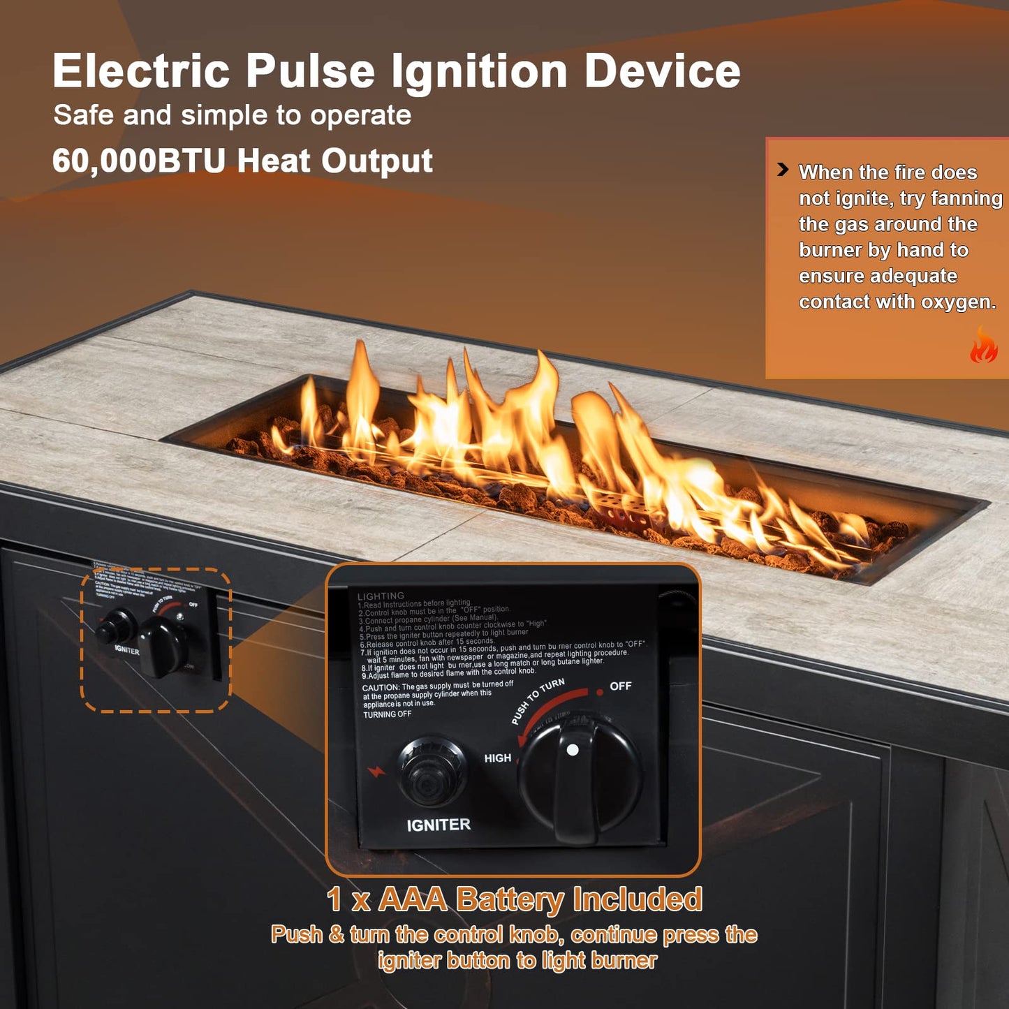 Tangkula 42 Inch Propane Fire Pit Table
