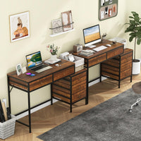 Tangkula Bureau d'ordinateur 130 cm avec 5 tiroirs, support pour imprimante, cadre en métal, table d'étude et d'écriture