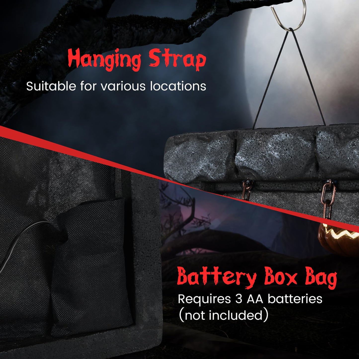 Tangkula Halloween Hanging Animated Zombie Prisoner Decoration Sound-Activated
