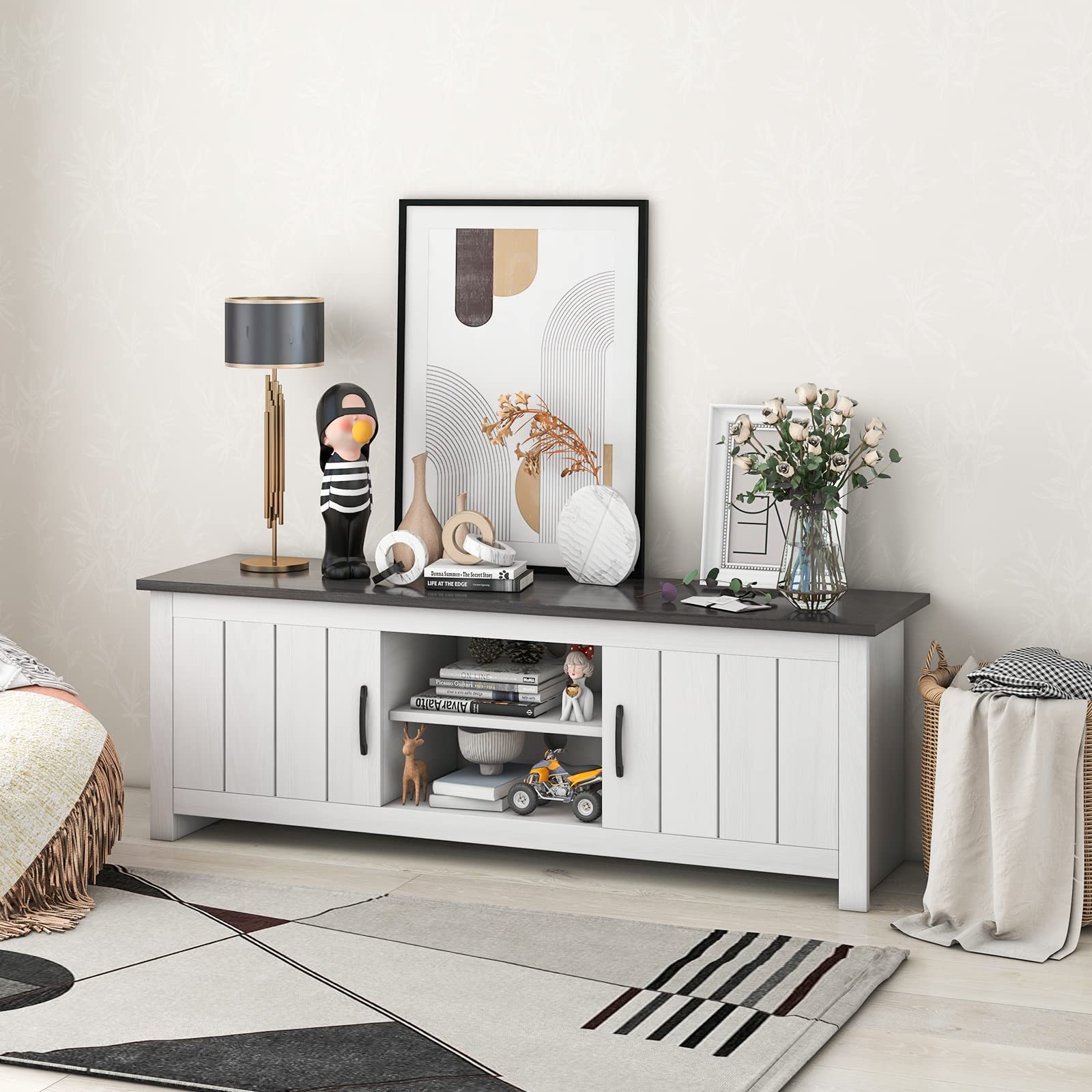 2 Doors TV Stand for TVs up to 65" - Tangkula