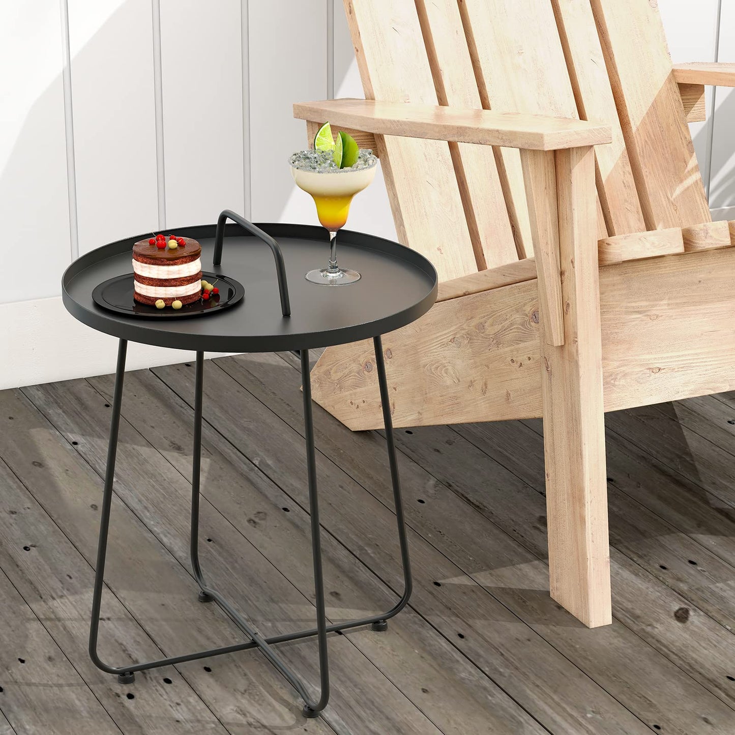 Tangkula Table d'appoint d'extérieur avec poignée pour l'extérieur