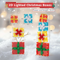 Tangkula 4 Ft Stackable Gift Boxes with Warm White LED Lights