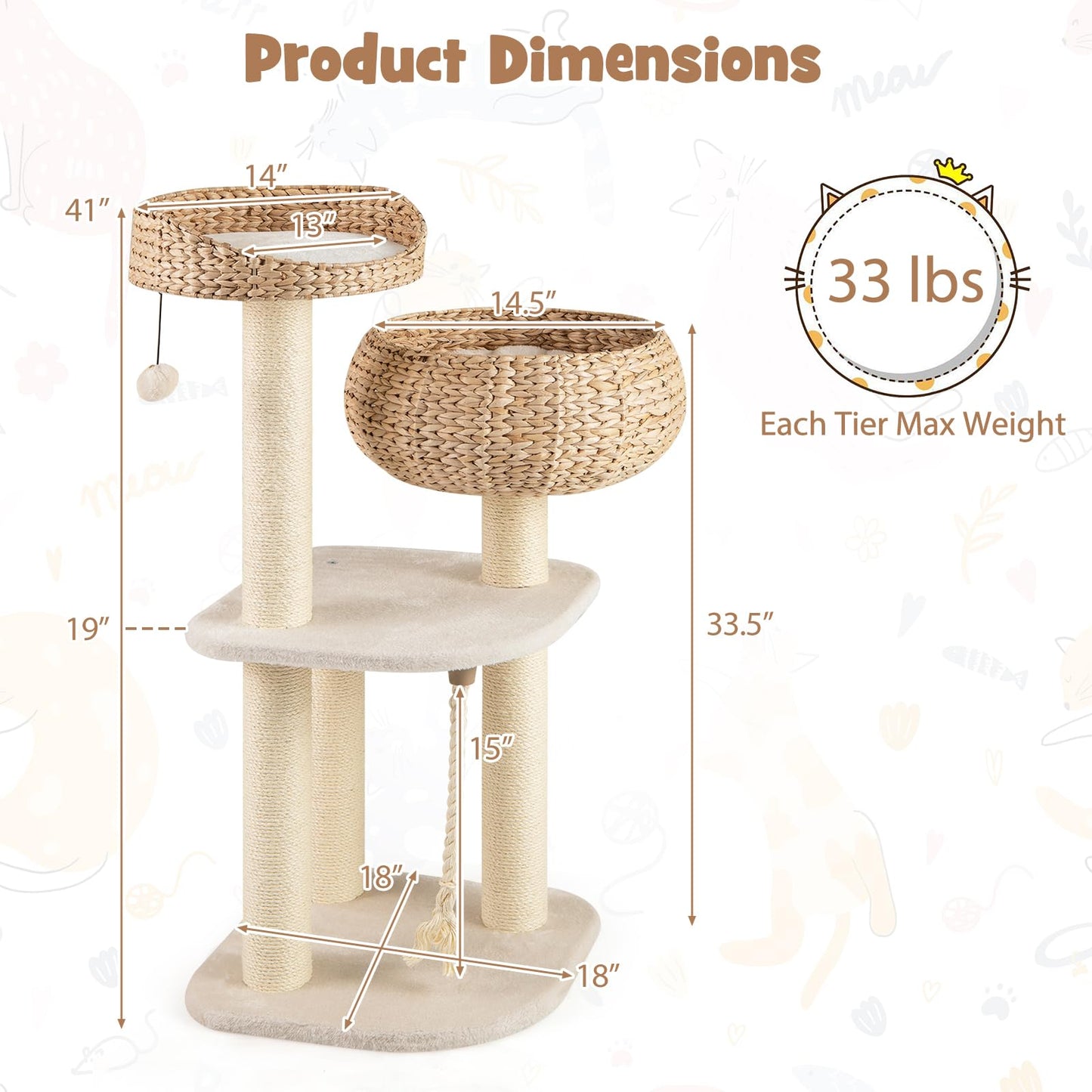 Tangkula Cute Cat Tree Tower for Indoor Cats