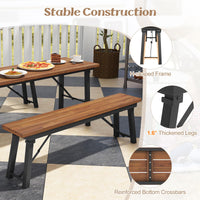 Tangkula Outdoor Dining Table With Benches for 4-6 Persons, No Assembly