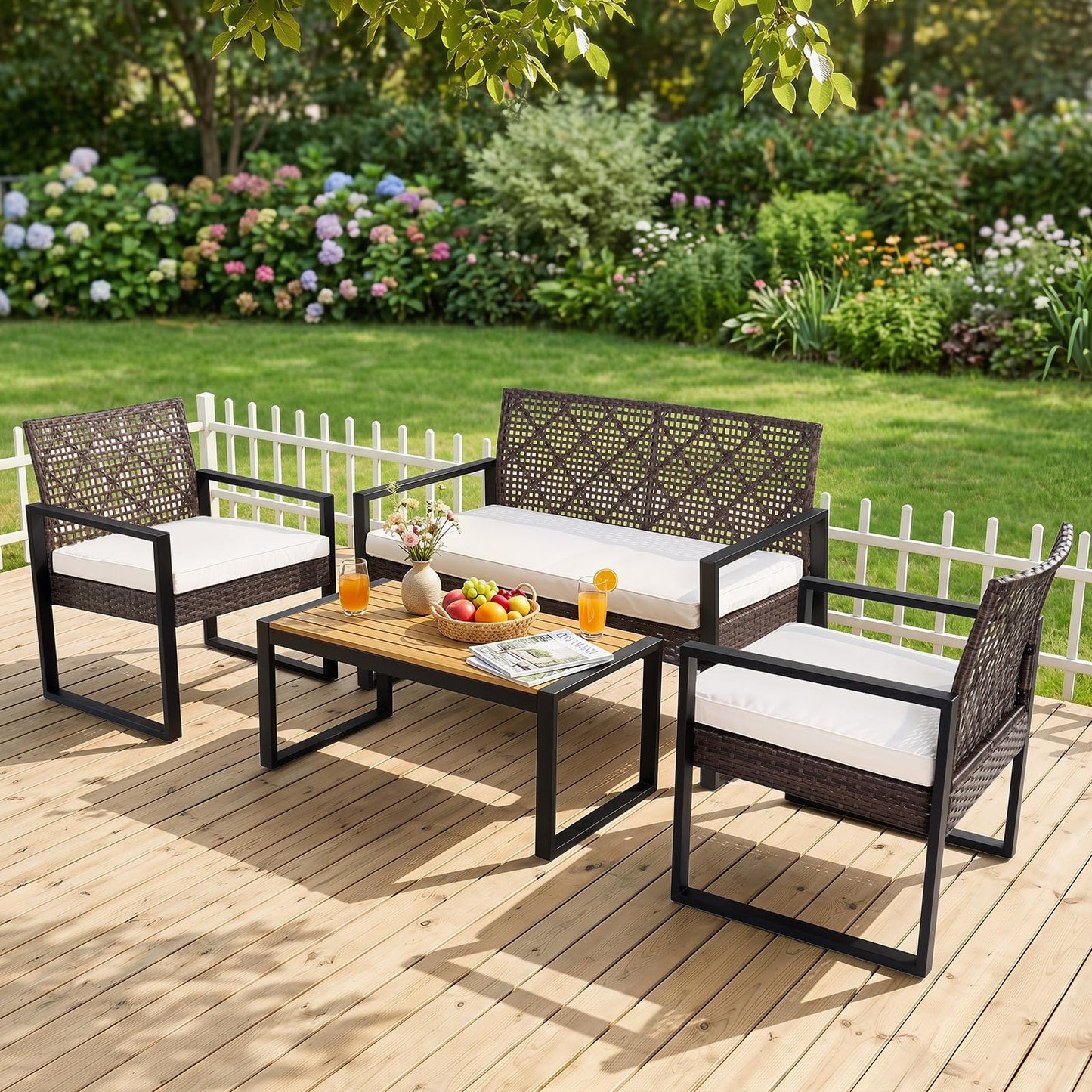 Tangkula 4-Piece Patio Conversation Set w/2 Single Chairs
