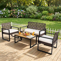 Tangkula 4-Piece Patio Conversation Set w/2 Single Chairs