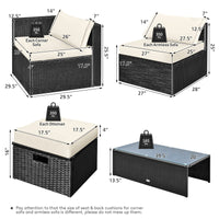 8-Piece Patio Furniture Set with Cover, 2 Ottomans, 2 Armless Sofas & Corner Sofas