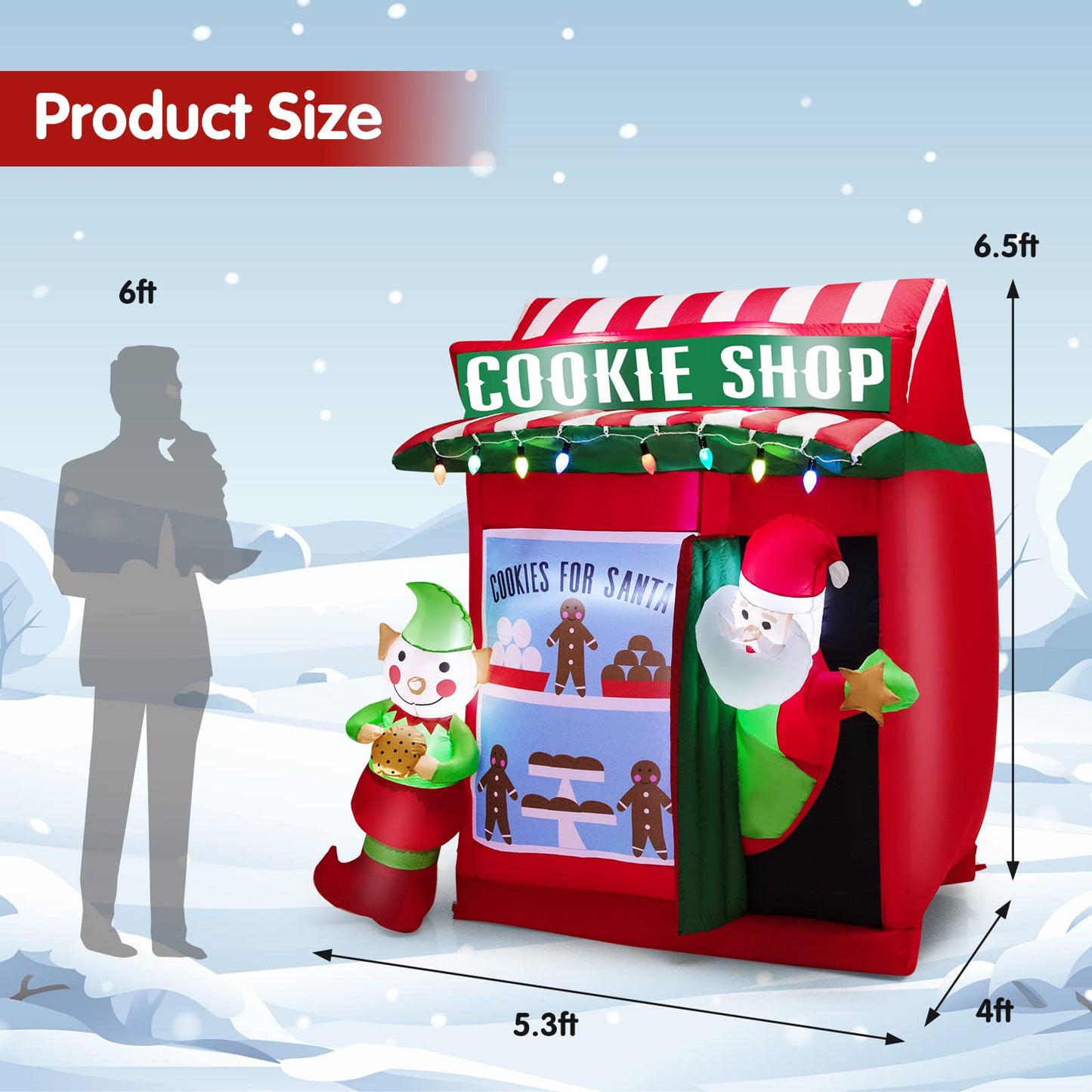 Tangkula 6.5 FT Christmas Inflatable Santa Claus for Yard