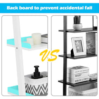 5-Tier Ladder Shelf, Wall-Leaning Bookshelf w/ Open Shelves, Plant Flower Stand