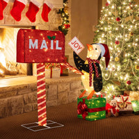 Tangkula Christmas Lighted Mailbox & Penguin for Home Lawn Yard Garden Porch Party Indoor Outdoor
