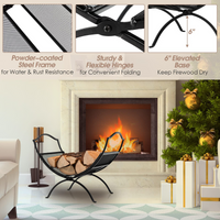Tangkula Folding Firewood Log Rack, Heavy Duty Firewood Storage Carrier with Arched Feet
