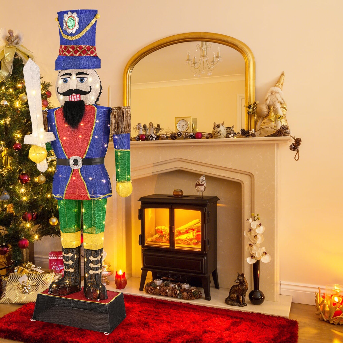 Tangkula 6 FT Christmas Lighted 2 Nutcrackers with Sword