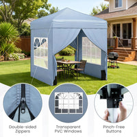 Tonnelle escamotable Tangkula 1,98 x 1,98 m avec 2 parois latérales amovibles