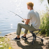 Tangkula 360°Swivel Foldable Camping Stool with Anti-Sink Feet & Carrying Bag
