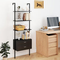 Tangkula Ladder Bookshelf with Storage Wall Mount Storage Bookcase(1/2)