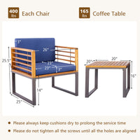 Tangkula 3 Pieces Acacia Wood Patio Bistro Set