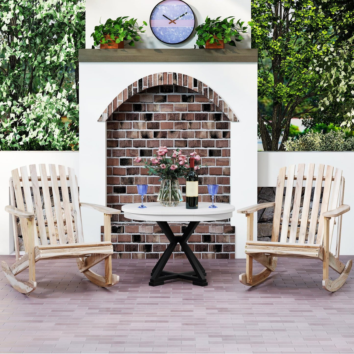 Tangkula Adirondack Rocking Chair Acacia Wood Patio Rocker(1/2)