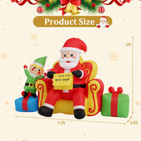 Tangkula Christmas Inflatable Santa Claus on Sofa with Elf & Gift Boxes