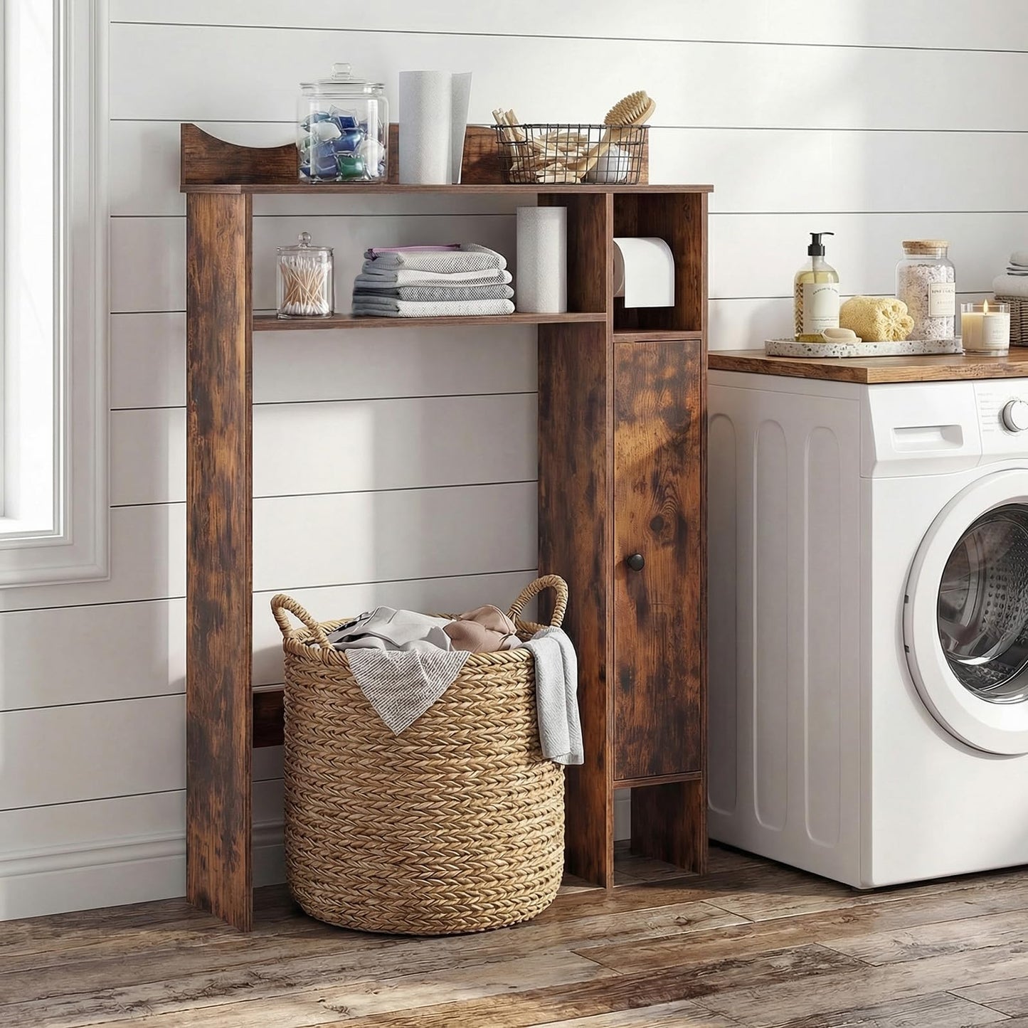 Tangkula Over The Toilet Storage Cabinet with Toilet Paper Holder