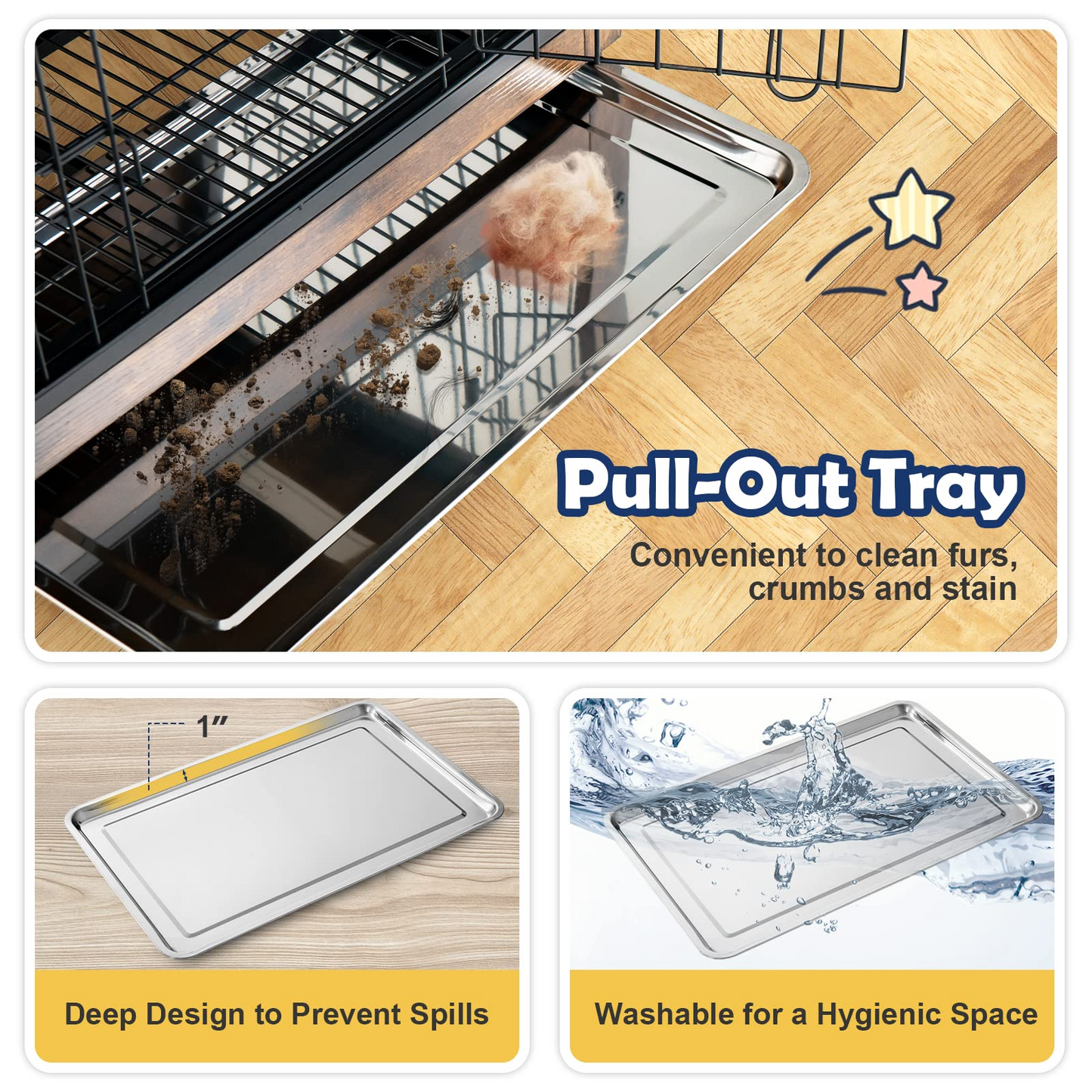 Tangkula Dog Crate Furniture with Removable Tray/Felt Mat