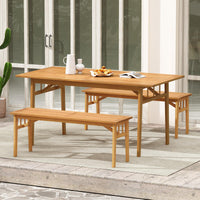 Tangkula 48” Long Patio Dining Bench with Slatted Seat