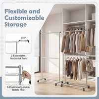 Tangkula Double Rolling Clothes Rack with Wheels