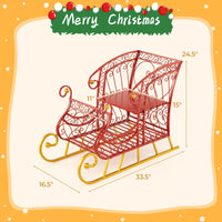 Tangkula Metal Christmas Santa Sleigh Basket with Large Cargo Area