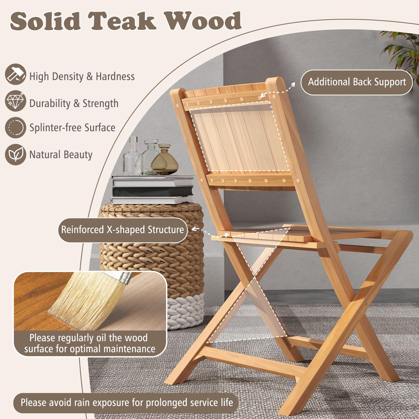 Tangkula 2/4 Pieces Folding Patio Chairs（Sun Back）