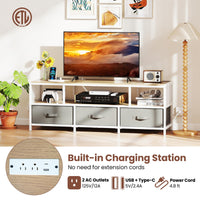 Tangkula Farmhouse TV Stand for TVs up to 65" 3-Tier Entertain Center