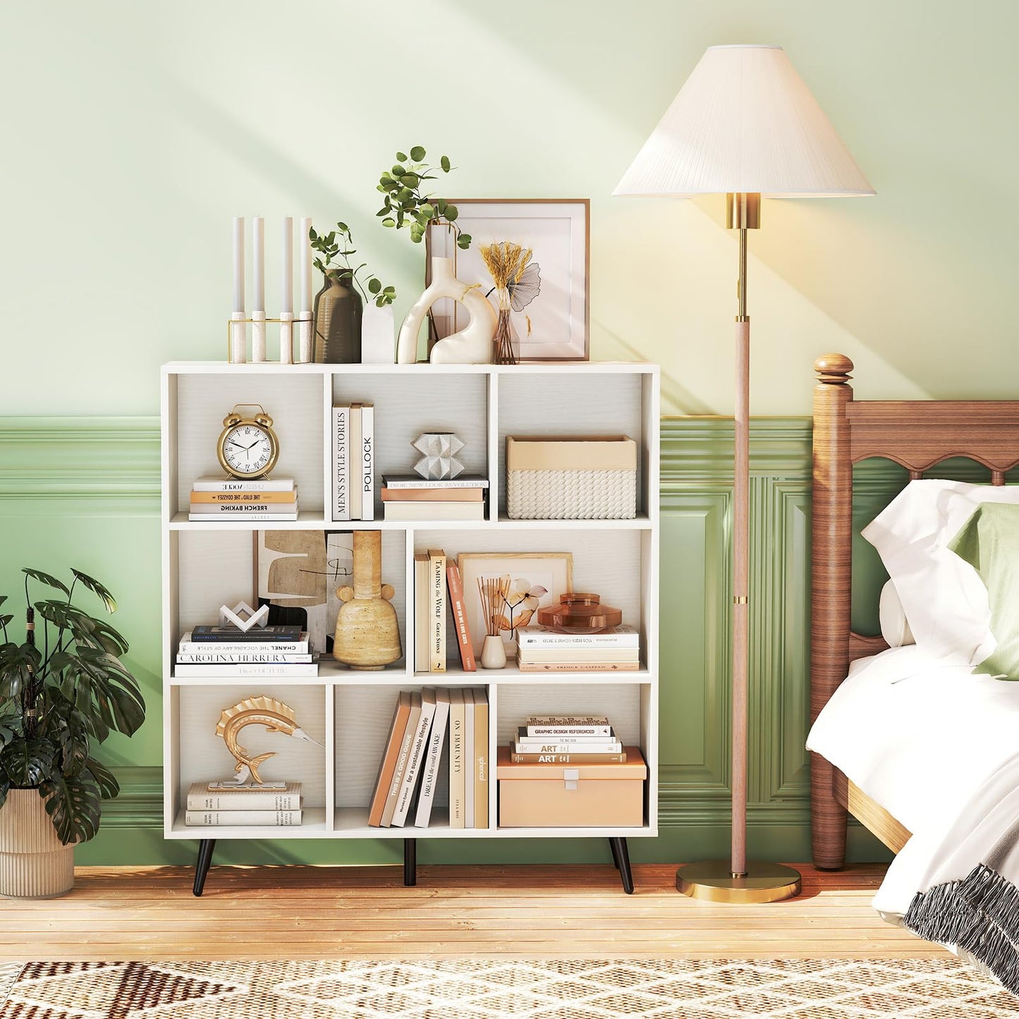 Tangkula 8-Cube Bookcase with 5 Tapered Metal Legs & 2 Anti-Tip Kit