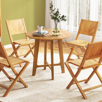 Tangkula 31.5" Round Patio Dining Table with Slatted Tabletop
