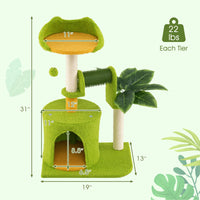 Arbre à chat Tangkula Palm de petite taille avec perchoir supérieur, condo et feuilles vertes pour chats d'intérieur
