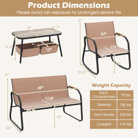 Ensemble de mobilier de patio Tangkula 4/8 pièces, table basse à 2 niveaux et chaises en tissu respirant