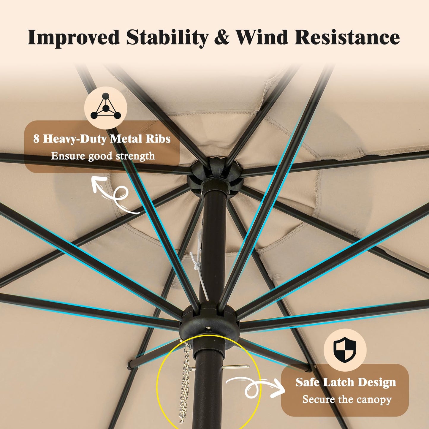 Tangkula 9Ft Patio Umbrella with Fringe, Boho Umbrella with Tassels, Crank Handle, Push Button Tilt